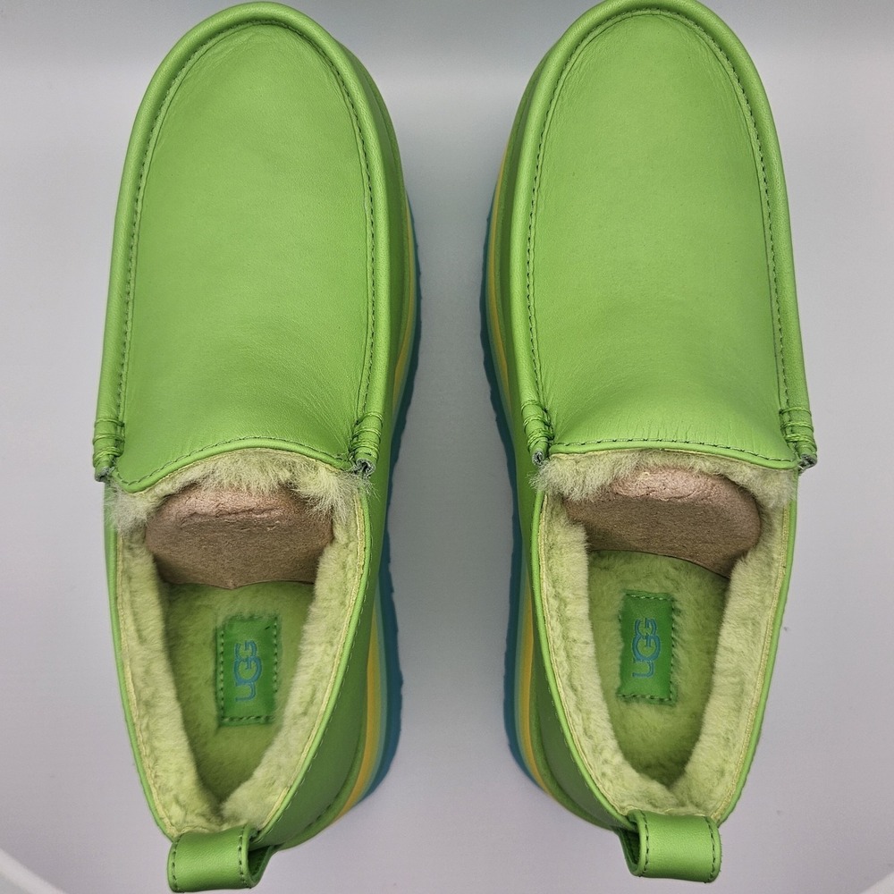 UGG URSEEN PLATFORM Green MULTI LEATHER WOOL ALL GENDER M6/W7 Festival Shoes - Picture 3 of 13